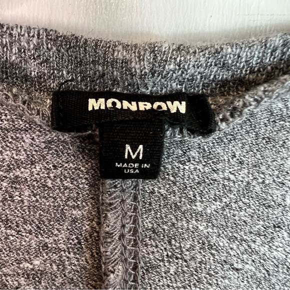 Monrow Deep V Heather Gray Short Sleeve Tee Size Medium - Picture 7 of 9